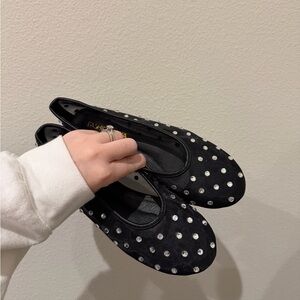 Black Studded Women's Flats